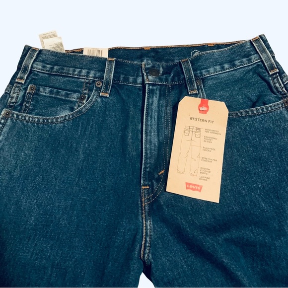 Levi's Western Fit Men's Dark Blue Relaxed Jeans. 100% Cotton - Picture 4 of 12